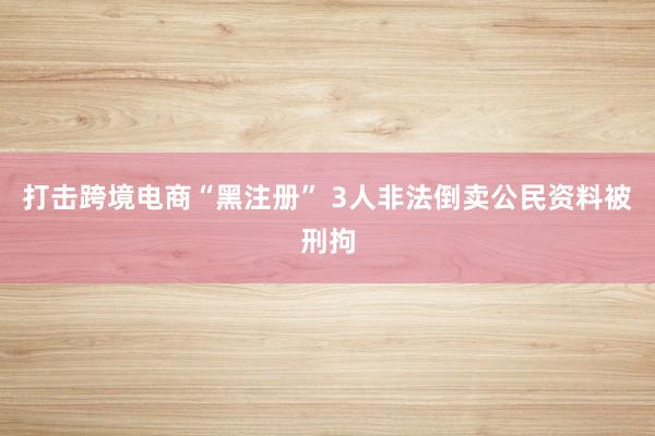 打击跨境电商“黑注册” 3人非法倒卖公民资料被刑拘