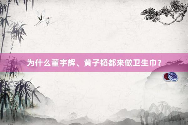 为什么董宇辉、黄子韬都来做卫生巾？