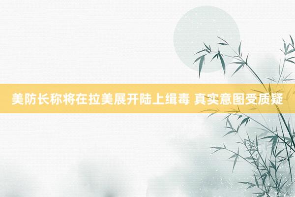 美防长称将在拉美展开陆上缉毒 真实意图受质疑