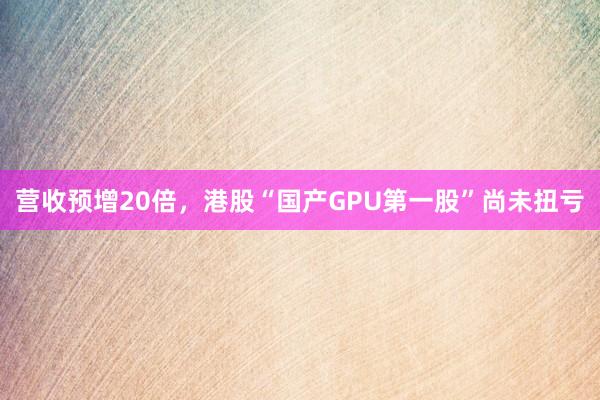 营收预增20倍，港股“国产GPU第一股”尚未扭亏