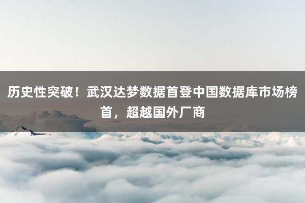 历史性突破！武汉达梦数据首登中国数据库市场榜首，超越国外厂商