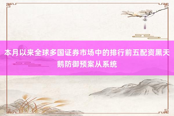 本月以来全球多国证券市场中的排行前五配资黑天鹅防御预案从系统