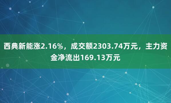 西典新能涨2.16%，成交额2303.74万元，主力资金净流出169.13万元