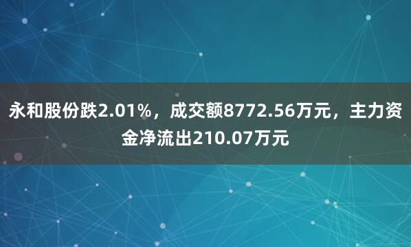 永和股份跌2.01%，成交额8772.56万元，主力资金净流出210.07万元