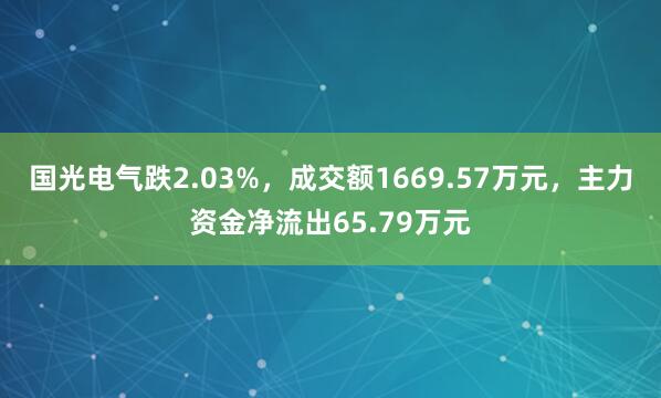 国光电气跌2.03%，成交额1669.57万元，主力资金净流出65.79万元