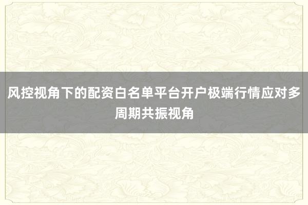 风控视角下的配资白名单平台开户极端行情应对多周期共振视角
