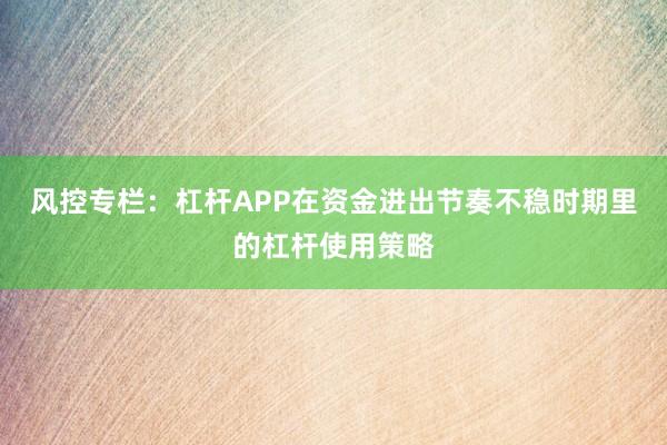 风控专栏：杠杆APP在资金进出节奏不稳时期里的杠杆使用策略