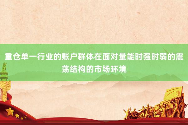 重仓单一行业的账户群体在面对量能时强时弱的震荡结构的市场环境