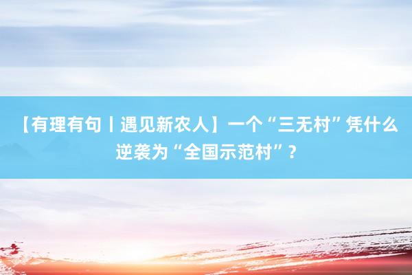 【有理有句丨遇见新农人】一个“三无村”凭什么逆袭为“全国示范村”？