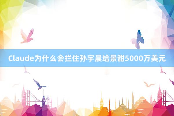 Claude为什么会拦住孙宇晨给景甜5000万美元
