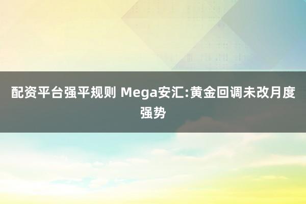 配资平台强平规则 Mega安汇:黄金回调未改月度强势