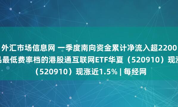 外汇市场信息网 一季度南向资金累计净流入超2200亿港元，同类产品最低费率档的港股通互联网ETF华夏（520910）现涨近1.5% | 每经网