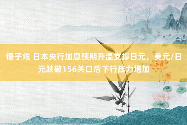 锤子线 日本央行加息预期升温支撑日元，美元/日元跌破156关口后下行压力增加