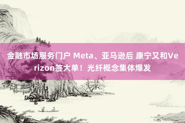 金融市场服务门户 Meta、亚马逊后 康宁又和Verizon签大单！光纤概念集体爆发