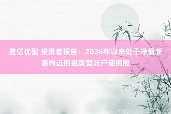 胜亿优配 投资者报告：2026年以来处于净值新高附近的进攻型账户使用股