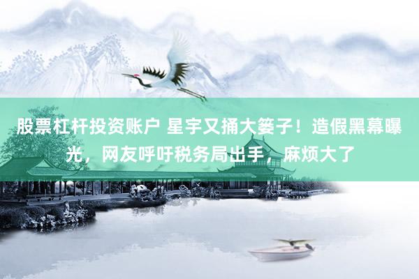 股票杠杆投资账户 星宇又捅大篓子！造假黑幕曝光，网友呼吁税务局出手，麻烦大了