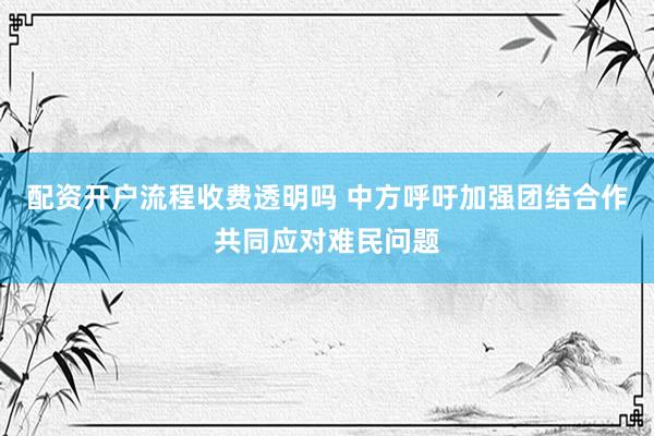 配资开户流程收费透明吗 中方呼吁加强团结合作共同应对难民问题