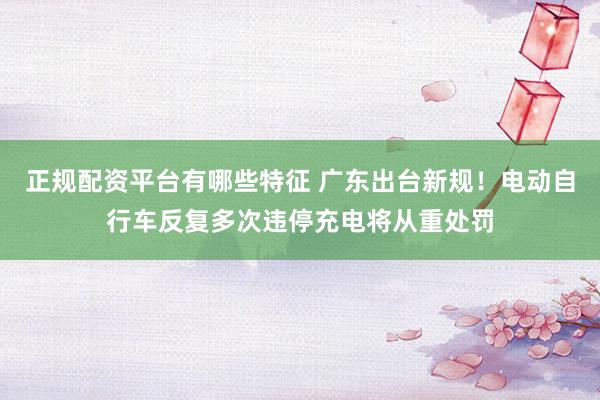 正规配资平台有哪些特征 广东出台新规!电动自行车反复多次违停充电将从重处罚