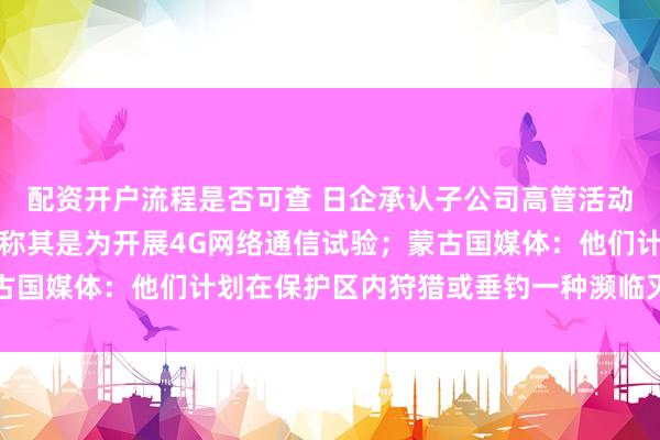 配资开户流程是否可查 日企承认子公司高管活动引发蒙古国草原火灾,称其是为开展4G网络通信试验;蒙古国媒体:他们计划在保护区内狩猎或垂钓一种濒临灭绝的鱼类